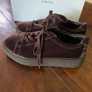 Vince Neela Velvet Lace-Up Sneakers Oxblood Brown